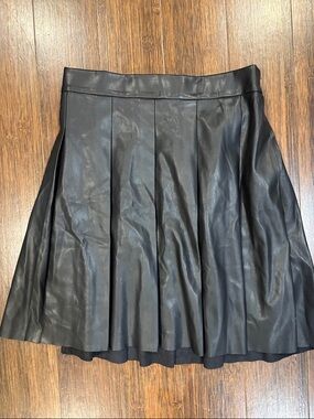 Crewcuts Black Faux Leather Pleated Skater Skirt